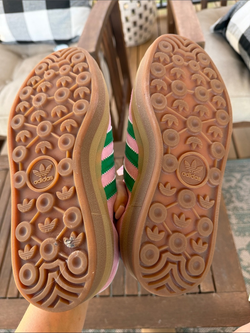 adidas Pink Suede Sneakers with Green Stripes - Picture 4 of 4